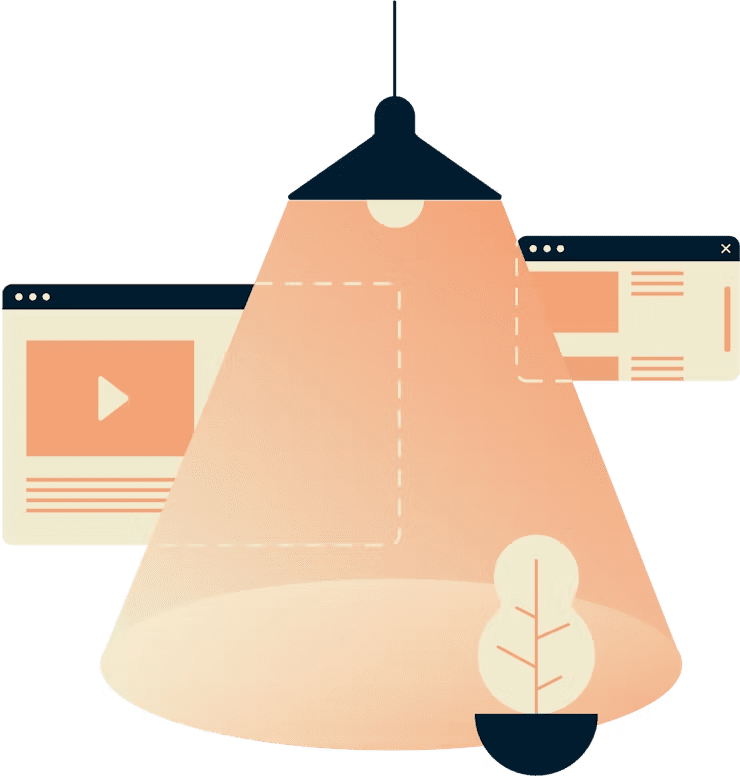 Une lampe suspendue qui brille au-dessus de deux fen&ecirc;tres de navigateur Internet, mais rien n'est expos&eacute;.