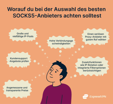 A lit of things to consider when choosing a SOCKS 5 proxy.