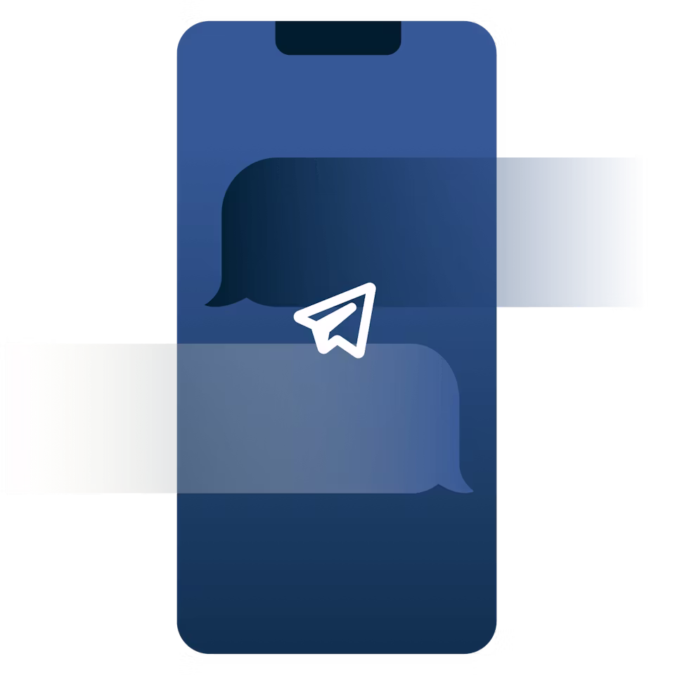 Eine Messaging-App mit einer Taste auf dem Telefondisplay.