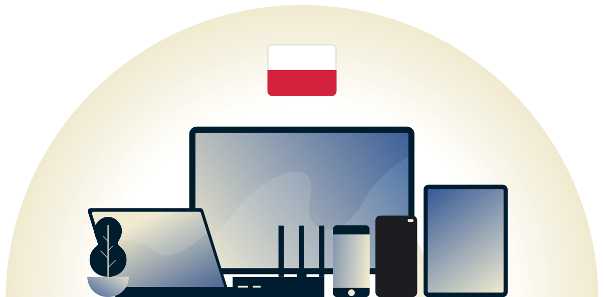 VPN en Polonia que protege una variedad de dispositivos.